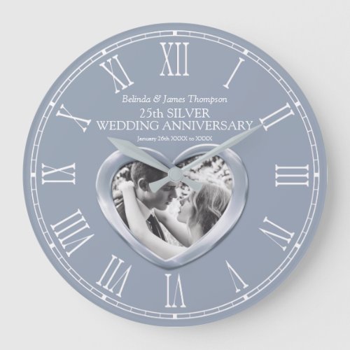 25th_silver_wedding_anniversary_custom_photo_heart_large_clock-r23dfb3613ce34275811efd7313956103_s0yse_8byvr_500